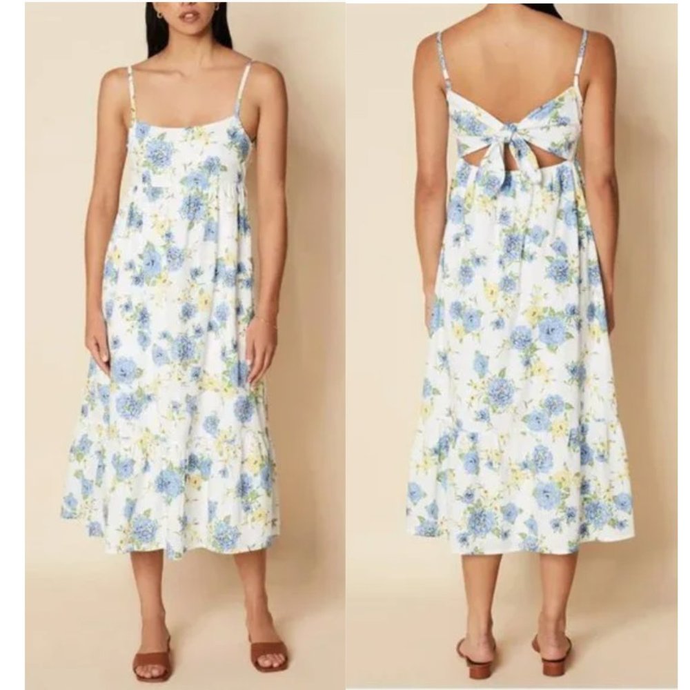 NWT Faithfull the Brand Candace Midi Dress Velma Floral Blue